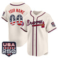 Custom Atlanta Braves Cream BFRAILEY USA 250 Fourth of July Vapor Premier Limited Jersey ¨C All Stitched