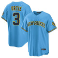 Milwaukee Brewers #3 Joey Ortiz Player Light Blue BFRAILEY Road Stadium Game Stitched Jerseys