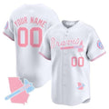 Custom Atlanta Braves Bubblegum Pink Vapor Premier Limited Jersey ¨C White BFRAILEY