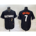 Baltimore Orioles #7 Jackson Holliday Number Black BFRAILEY 2023 City Connect Cool Base Stitched Jersey