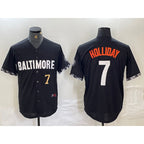 Baltimore Orioles #7 Jackson Holliday Number Black BFRAILEY 2023 City Connect Cool Base Stitched Jersey