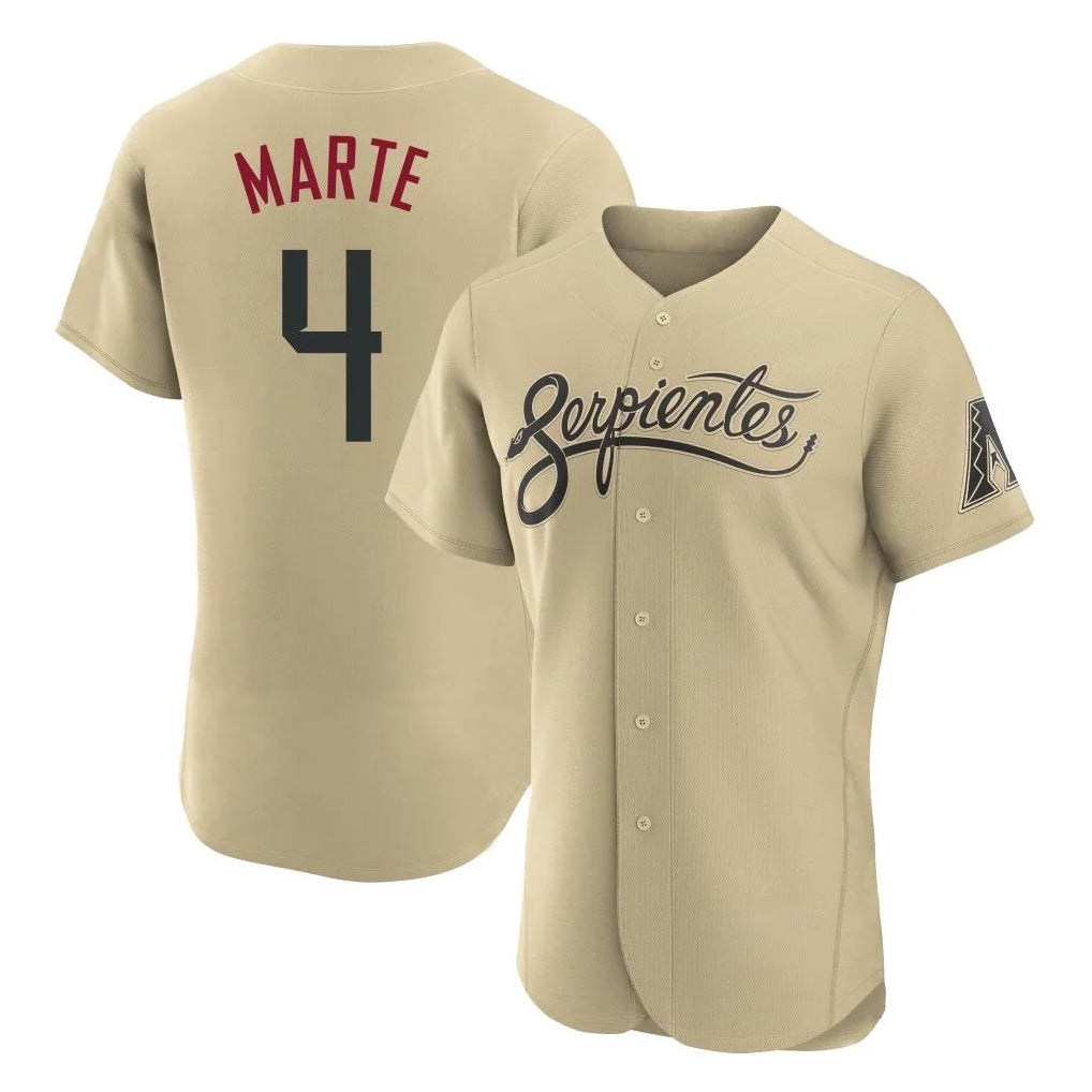 Arizona Diamondbacks #4 Ketel Marte Player Tan BFRAILEY City Connect Limited Elite Home Game Stitched Jerseys