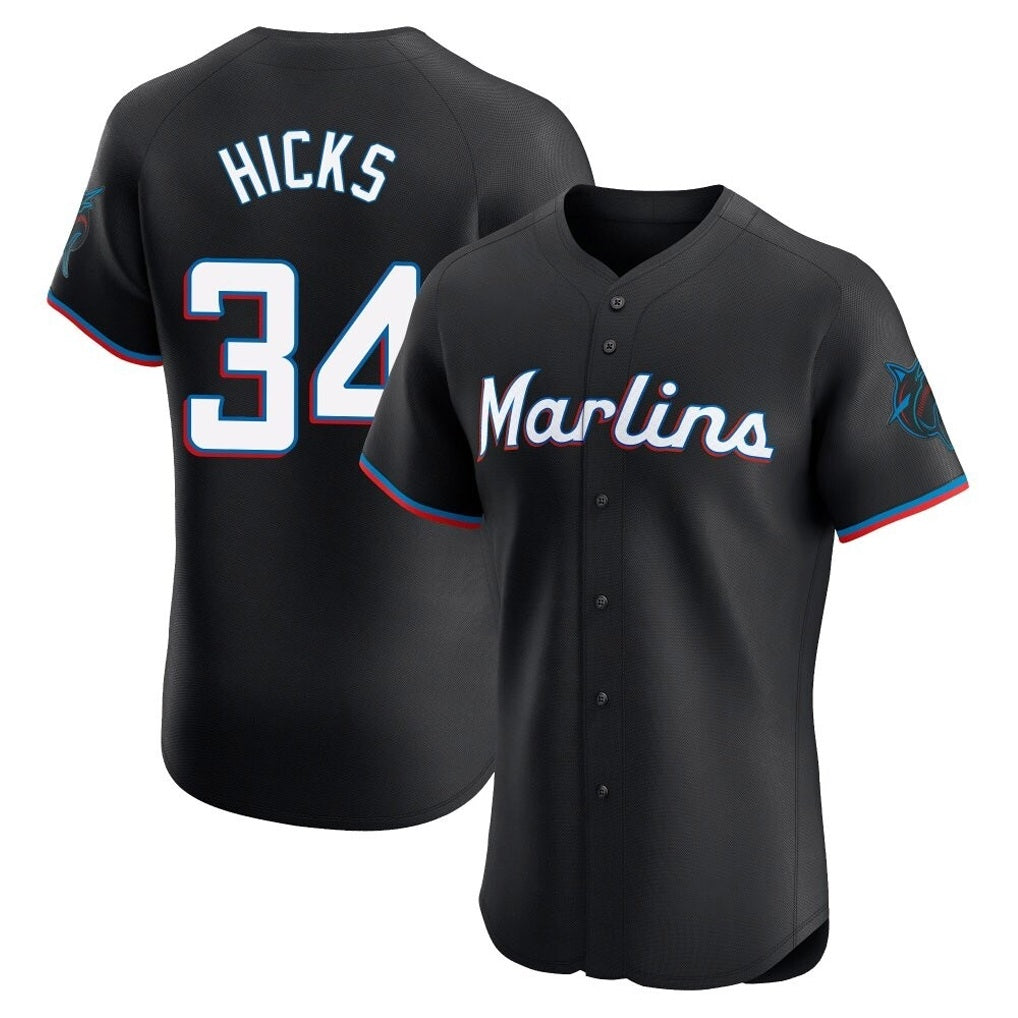 Miami Marlins #34 Liam Hicks Player Black BFRAILEY Vapor Home Limited Elite Stitched Jerseys