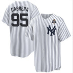 New York Yankees #95 Oswaldo Cabrera White BFRAILEY 2024 World Series Cool Base Stitched Jersey