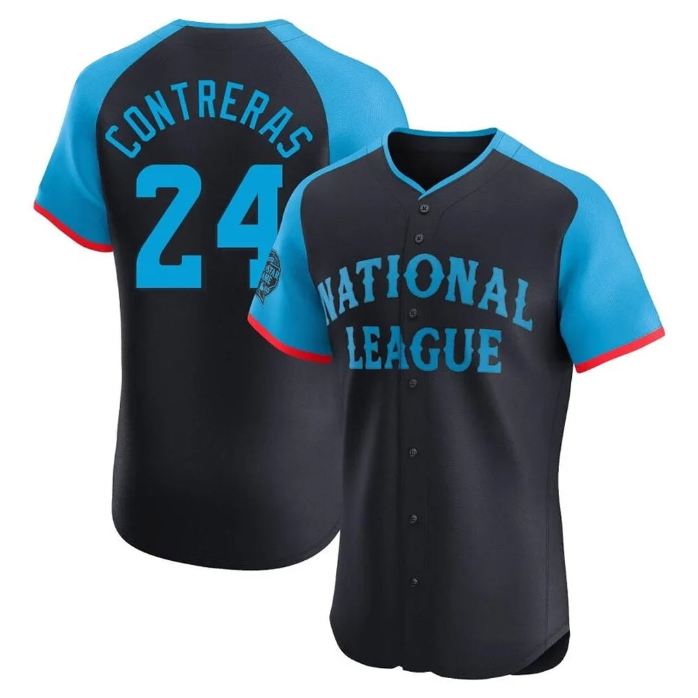 Milwaukee Brewers #24 William Contreras Player Navy BFRAILEY Limited National League All-Star Home Limited Elite Stitched Jerseys
