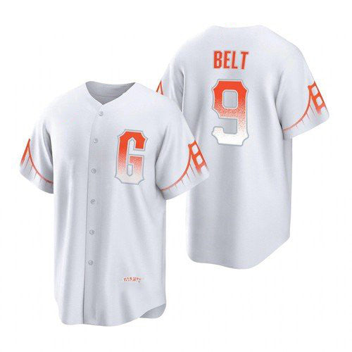 San Francisco Giants #9 Brandon Belt White BFRAILEY 2021 City Connect Cool Base Jersey
