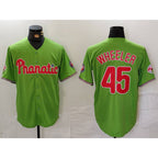 Philadelphia Phillies #45 Zack Wheeler Green BFRAILEY With Patch Stitched Cool Base Jersey