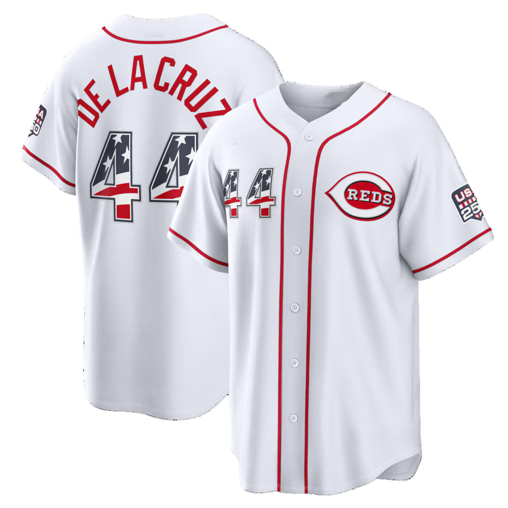 Cincinnati Reds #44 Elly De La Cruz USA 250 Fourth of July Home Stadium Jersey - White BFRAILEY