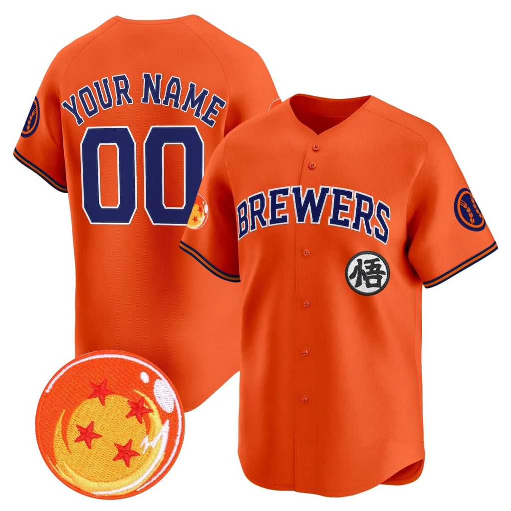 Custom Milwaukee Brewers x Dragon Ball Orange BFRAILEY Vapor Premier Limited Jersey - All Stitched