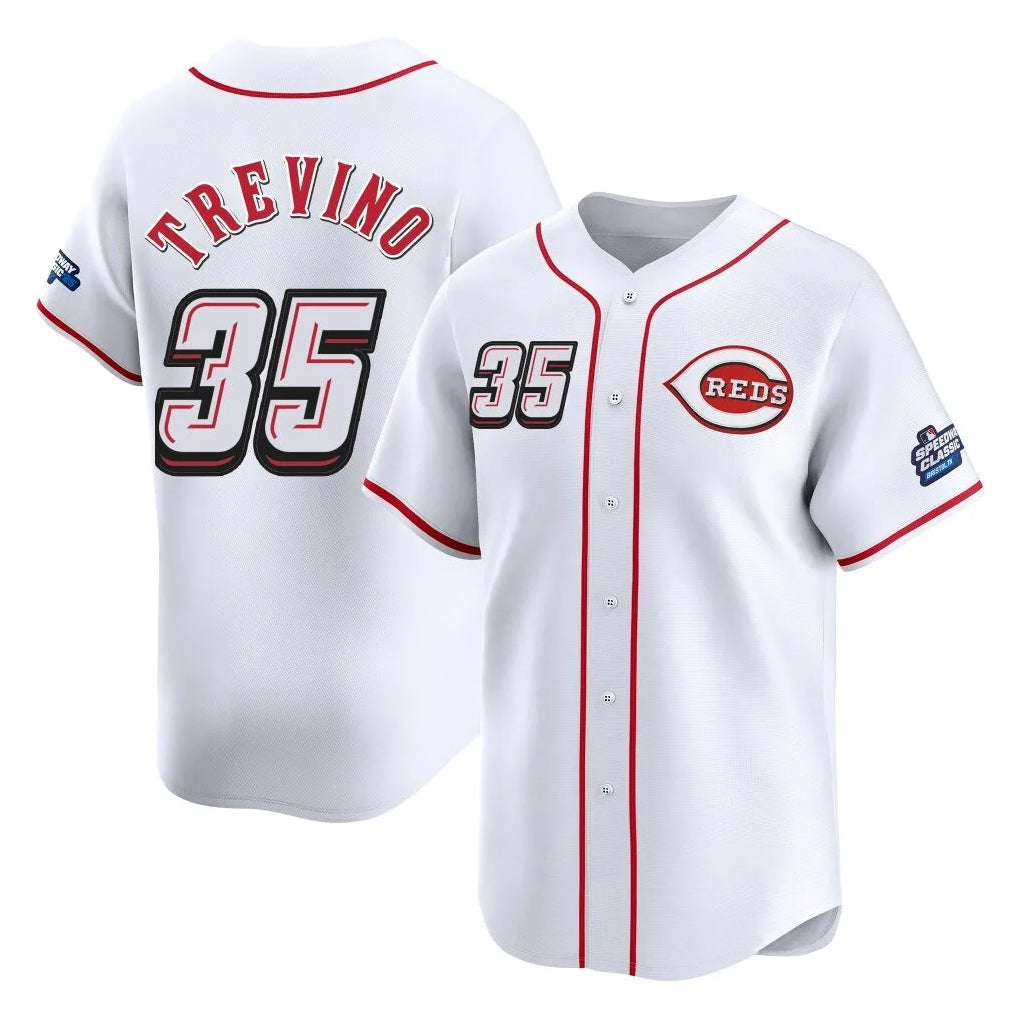 Cincinnati Reds #35 Jose Trevino Player White BFRAILEY Speedway Classic Home Limited Stitched Jerseys