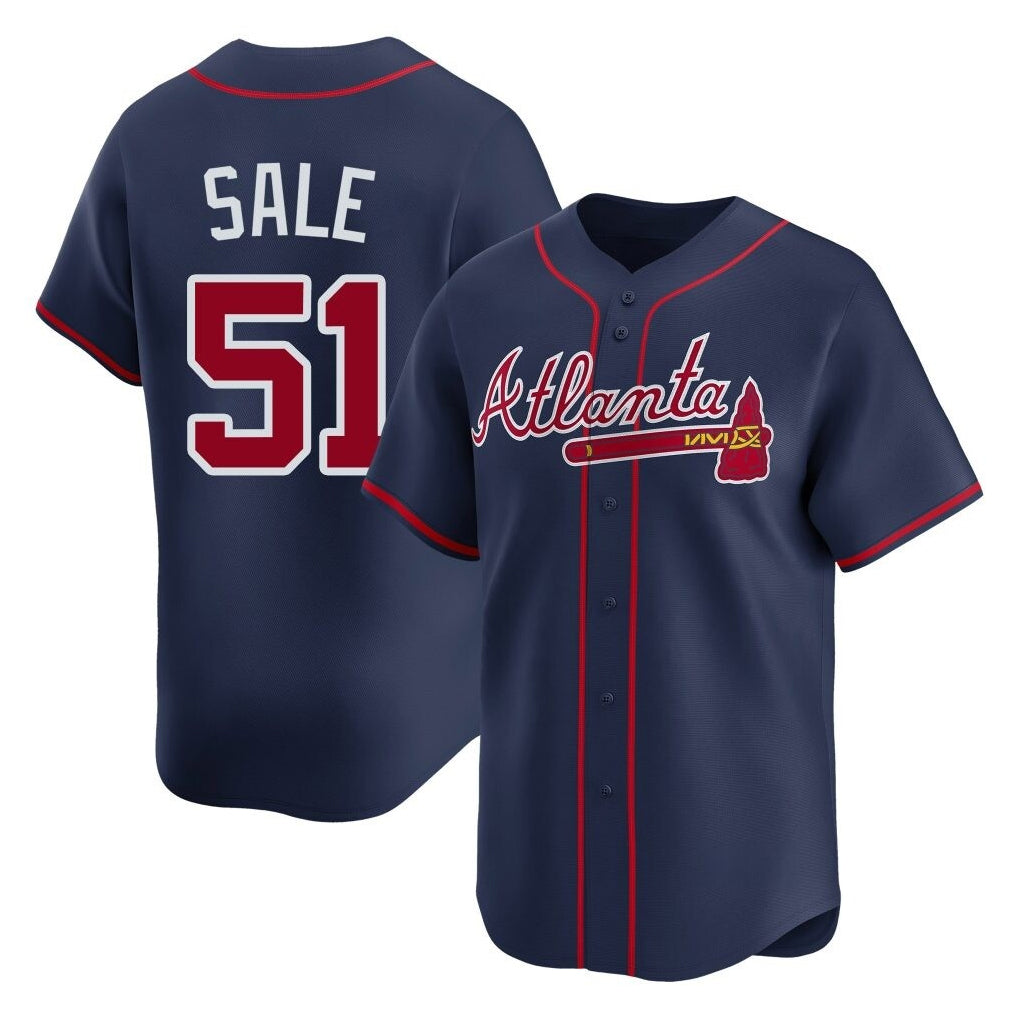 Atlanta Braves #51 Chris Sale Player Navy BFRAILEY Limited Home Game Stitched Jerseys