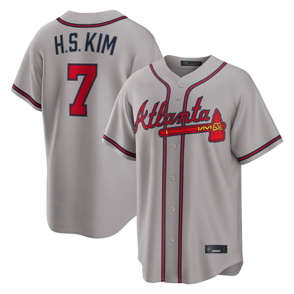 Atlanta Braves #7 Ha-Seong Kim Player Gray BFRAILEY Home Game Stitched Jerseys