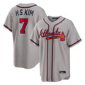 Atlanta Braves #7 Ha-Seong Kim Player Gray BFRAILEY Home Game Stitched Jerseys