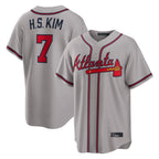 Atlanta Braves #7 Ha-Seong Kim Player Gray BFRAILEY Home Game Stitched Jerseys