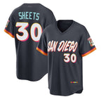 San Diego Padres #30 Gavin Sheets Obsidian BFRAILEY 2026 City Connect Stadium Stitched Jersey