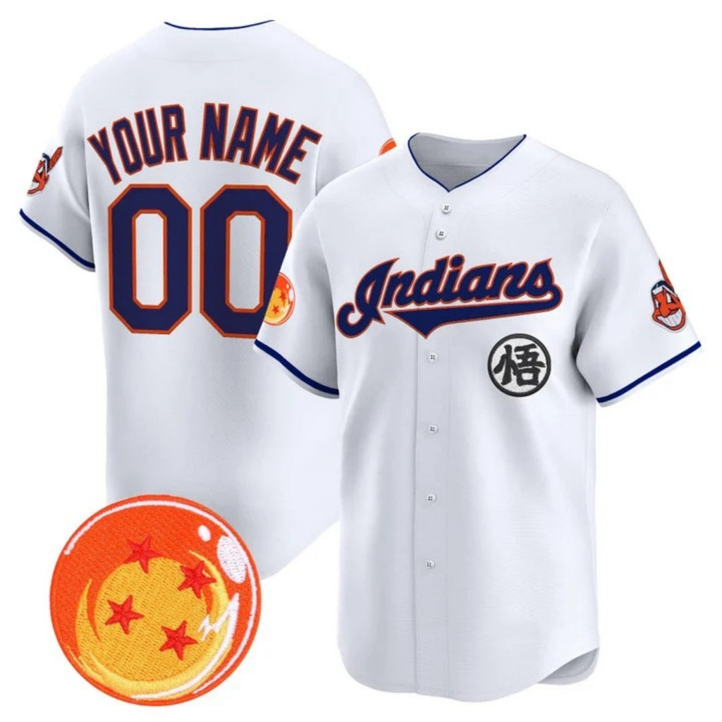 Custom Cleveland Indians x Dragon Ball White BFRAILEY Vapor Premier Limited Jersey - All Stitched