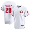 Cincinnati Reds #28 Eugenio Su¨¢rez Player White BFRAILEY Limited Home Stitched Jerseys