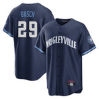 Chicago Cubs #29 Michael Busch Player Navy BFRAILEY City Connect Home Game Stitched Jerseys