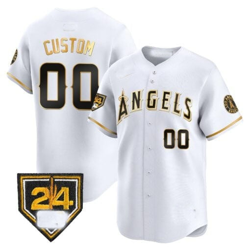 Custom Los Angeles Angels 2024 Spring Training Patch Vapor Premier Limited Jersey ¨C White Gold BFRAILEY