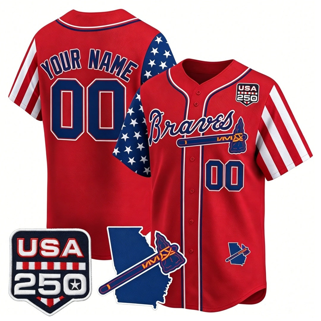 Custom Atlanta Braves America 250 Edition Vapor Premier Limited Red BFRAILEY Stitched Jerseys
