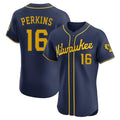 Milwaukee Brewers #16 Blake Perkins Player Navy BFRAILEY Home Limited Elite Stitched Jerseys
