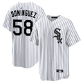 Chicago White Sox #58 Seranthony Dominguez Player White BFRAILEY Stripe Home Game Stitched Jerseys