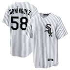 Chicago White Sox #58 Seranthony Dominguez Player White BFRAILEY Stripe Home Game Stitched Jerseys
