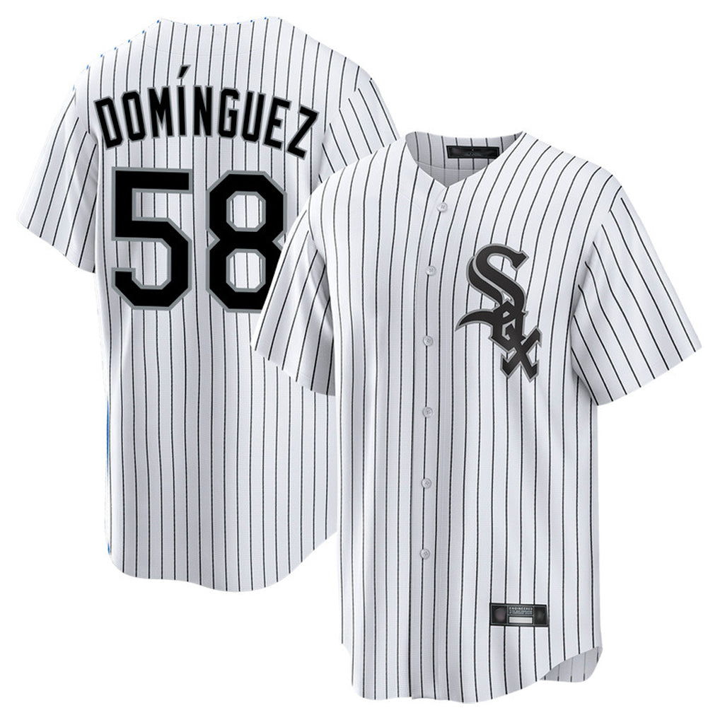 Chicago White Sox #58 Seranthony Dominguez Player White BFRAILEY Stripe Home Game Stitched Jerseys