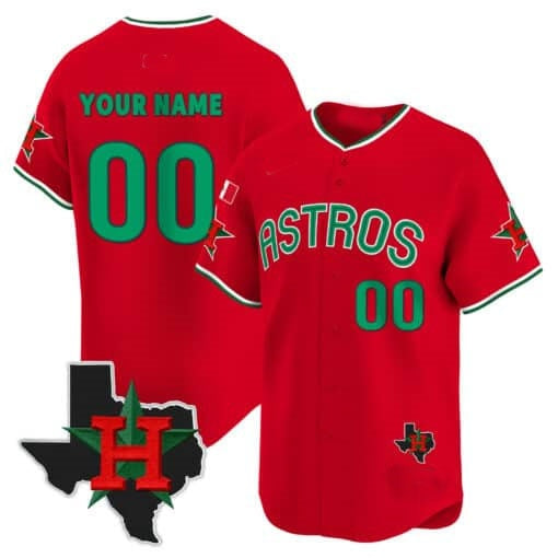 Custom Houston Astros Mexico Texas Patch Vapor Premier Limited Jersey V3 ¨C Red BFRAILEY