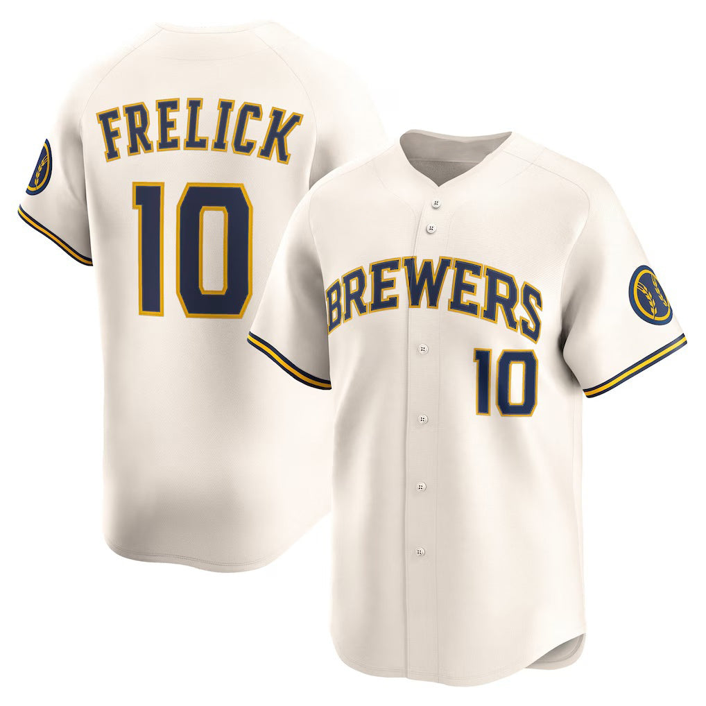 Milwaukee Brewers #10 Sal Frelick Cream BFRAILEY Home Limited Player Jersey