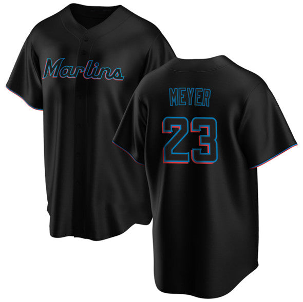 Miami Marlins #23 Max Meyer Black BFRAILEY Cool Base Stitched Jersey