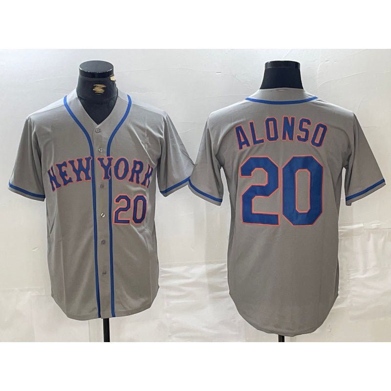 New York Mets #20 Pete Alonso Grey BFRAILEY Stitched Jersey