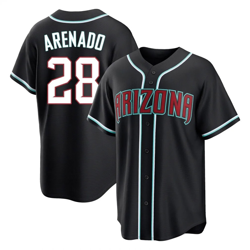 Arizona Diamondbacks #28 Nolan Arenado Player Black BFRAILEY Home Game Stitched Jerseys