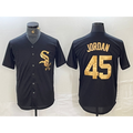 Chicago White Sox #45 Michael Jordan Black Gold BFRAILEY Cool Base Stitched Jersey