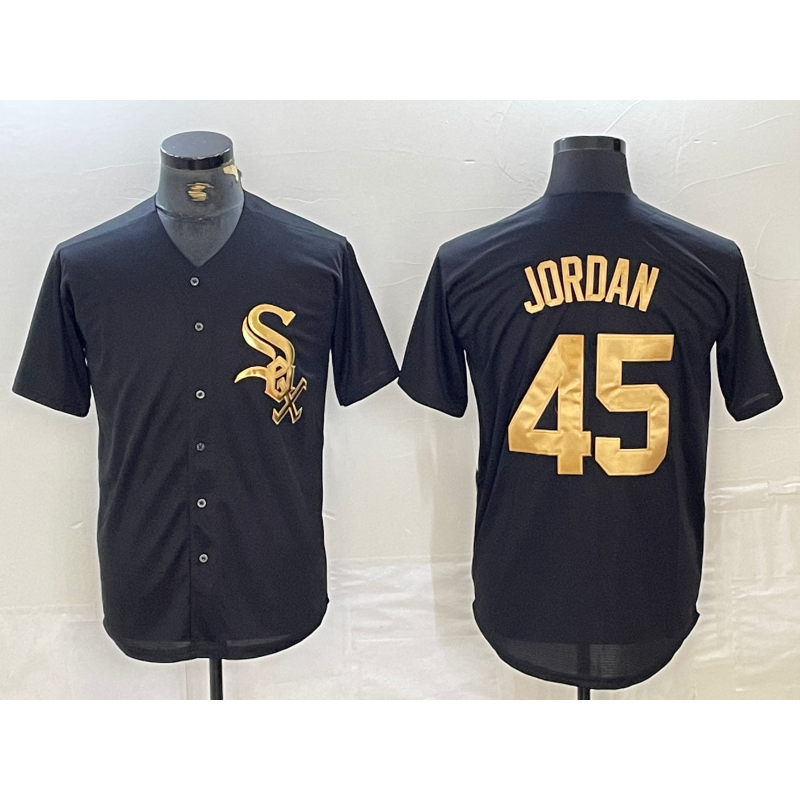 Chicago White Sox #45 Michael Jordan Black Gold BFRAILEY Cool Base Stitched Jersey