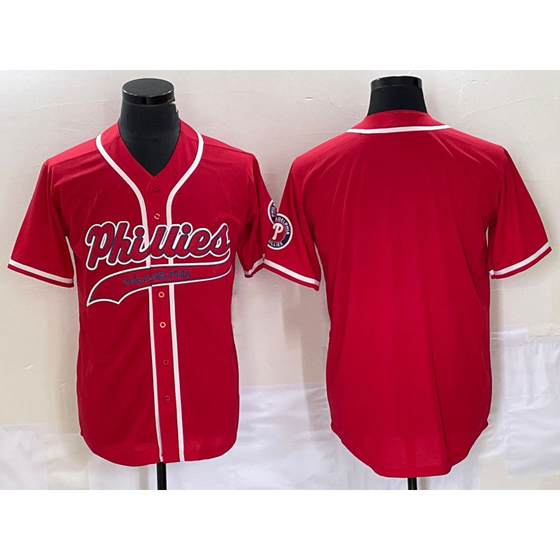 Philadelphia Phillies Blank Red BFRAILEY Cool Base Stitched Jersey