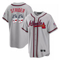 Atlanta Braves #99 Spencer Strider Player Gray BFRAILEY USA 250 Fourth Of July Limited Home Game Stitched Jerseys
