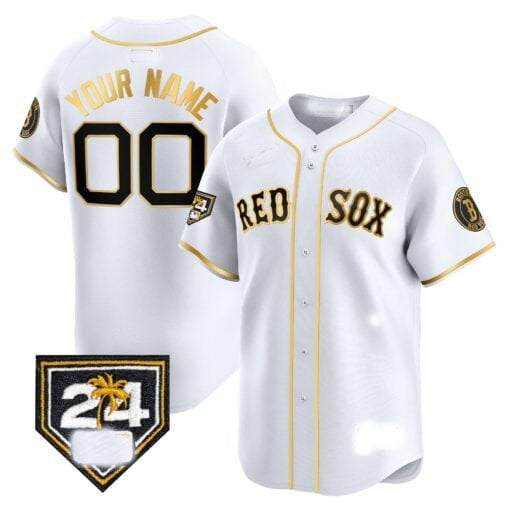 Custom Boston Red Sox 2024 Spring Training Patch Vapor Premier Limited Jersey ¨C White Gold BFRAILEY