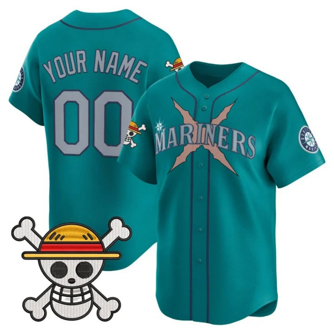 Custom Seattle Mariners x One Piece Teal BFRAILEY Vapor Premier Limited Jersey - Stitched