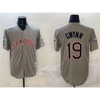 San Diego Padres #19 Tony Gwynn Gray BFRAILEY With Patch Cool Base Stitched Jersey