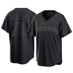 Cincinnati Reds #28 Eugenio Su¨¢rez Player Black BFRAILEY T-shirt Game Home Stitched Jerseys