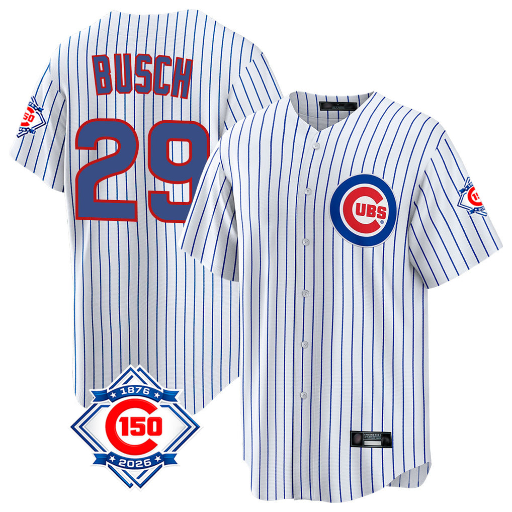Chicago Cubs #29 Michael Busch Player White BFRAILEY 150th Anniversary Home Game Stitched Jerseys