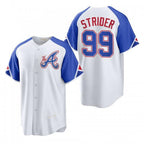 Atlanta Braves #99 Spencer Strider White BFRAILEY 2023 City Connect Cool Base Stitched Jersey