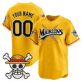 Custom Miami Marlins x One Piece Gold BFRAILEY Vapor Premier Limited Jersey - Stitched