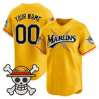 Custom Miami Marlins x One Piece Gold BFRAILEY Vapor Premier Limited Jersey - Stitched