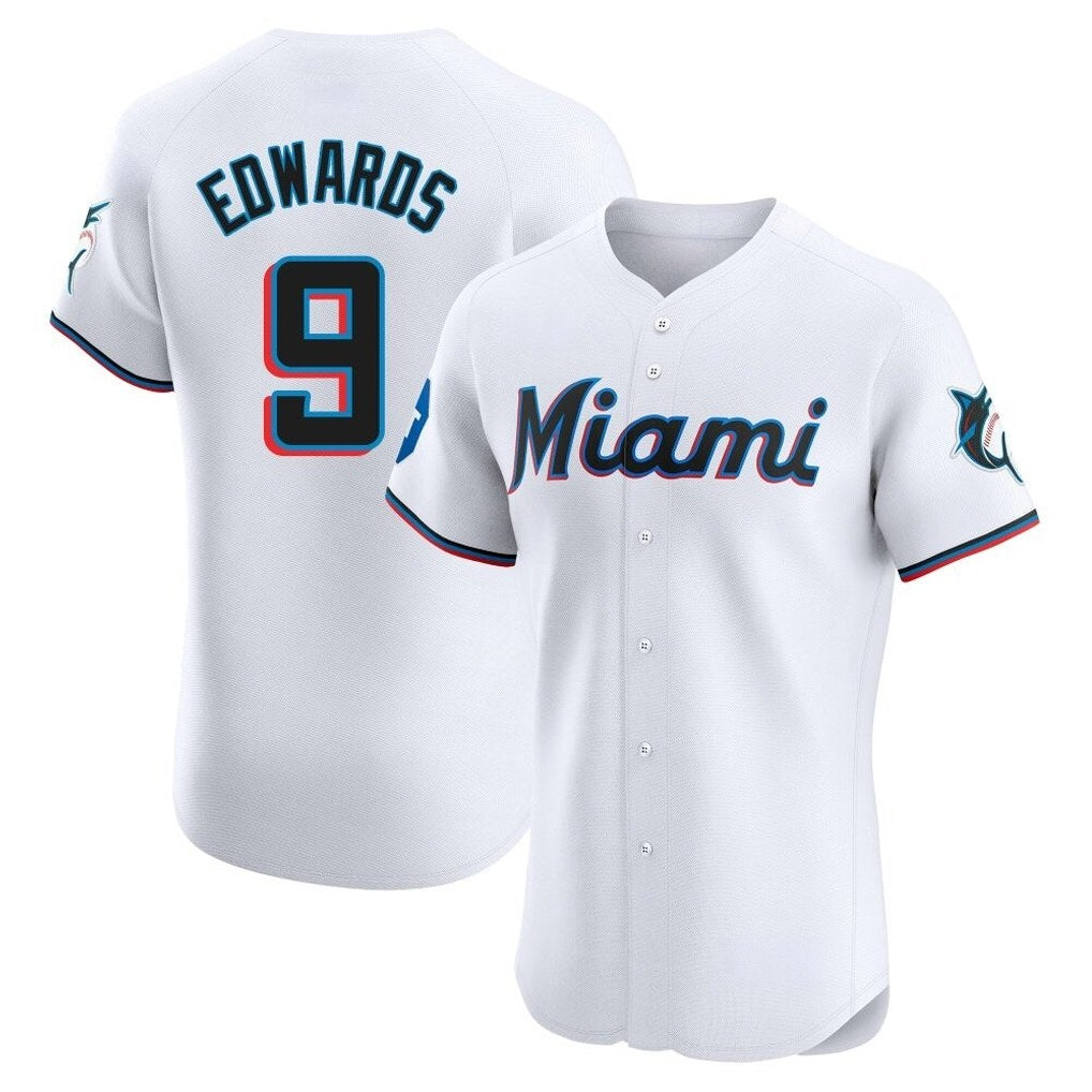 Miami Marlins #9 Xavier Edwards Player White BFRAILEY Home Limited Elite Stitched Jerseys