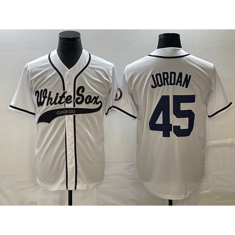 Chicago White Sox #45 Michael Jordan White BFRAILEY Cool Base Stitched Jersey