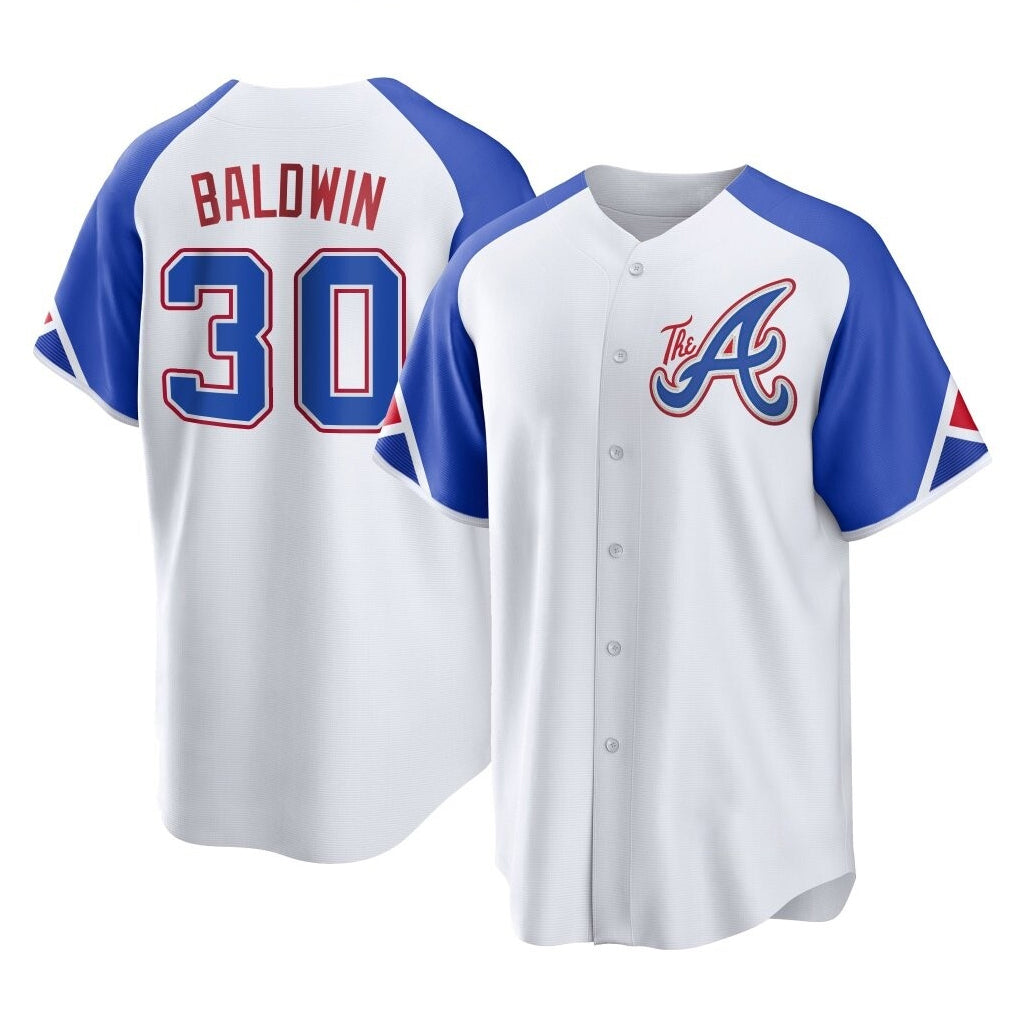Atlanta Braves #30 Drake Baldwin Player White BFRAILEY City Connect Home Game Stitched Jerseys