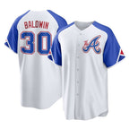 Atlanta Braves #30 Drake Baldwin Player White BFRAILEY City Connect Home Game Stitched Jerseys