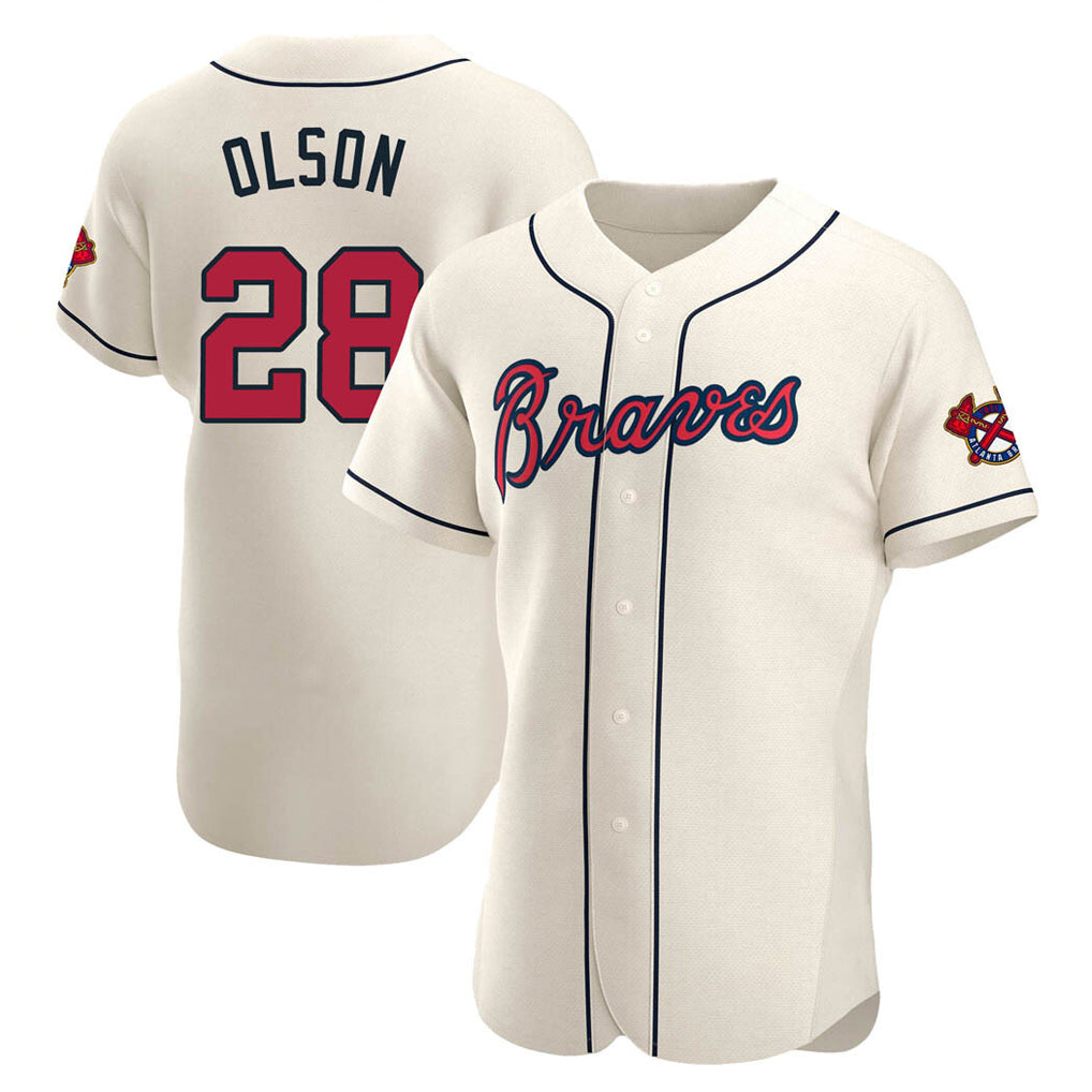 Atlanta Braves #28 Matt Olson Player Cream BFRAILEY Limited Elite Home Game Stitched Jerseys